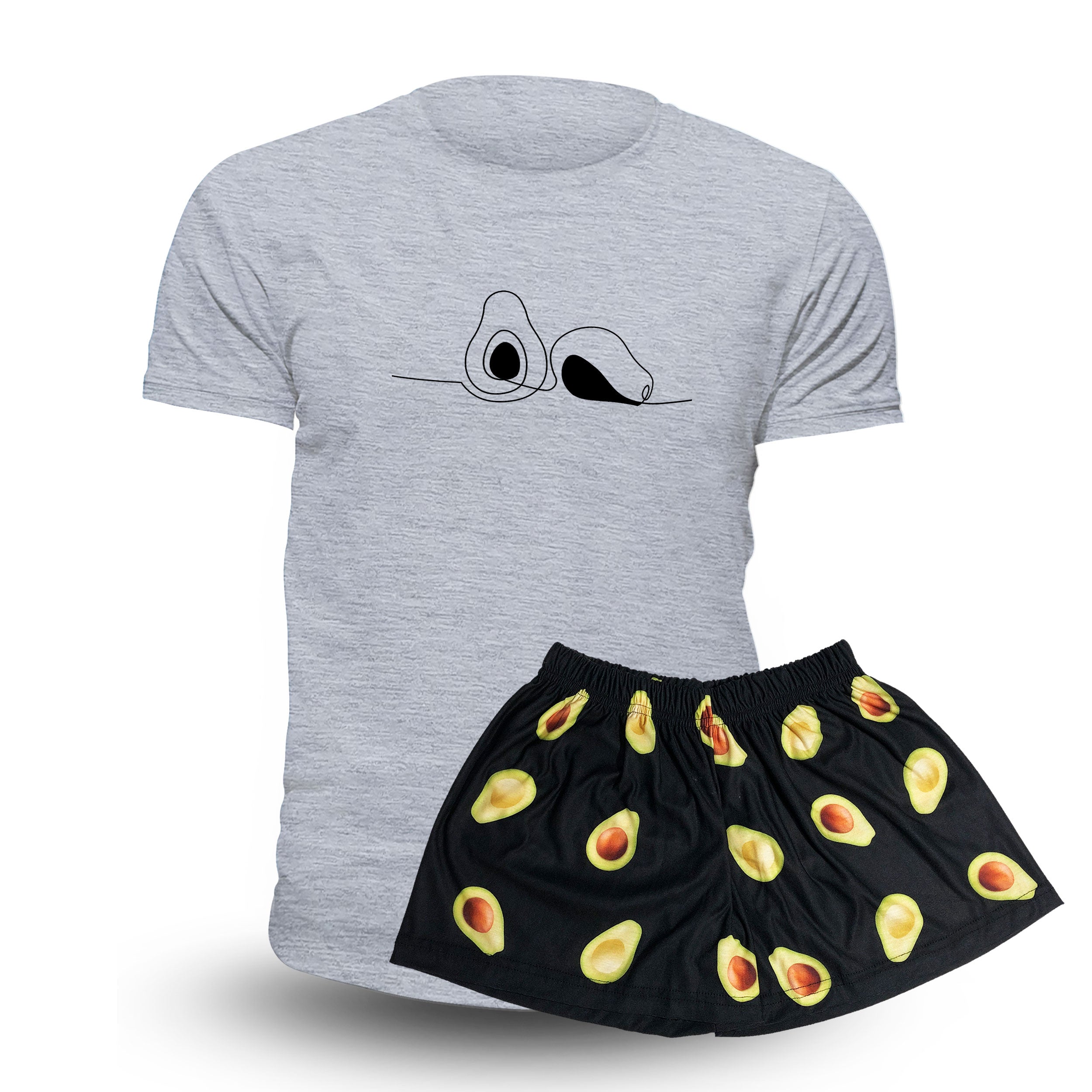 Pijama Corto Paltas Negro Remera Gris Unisex