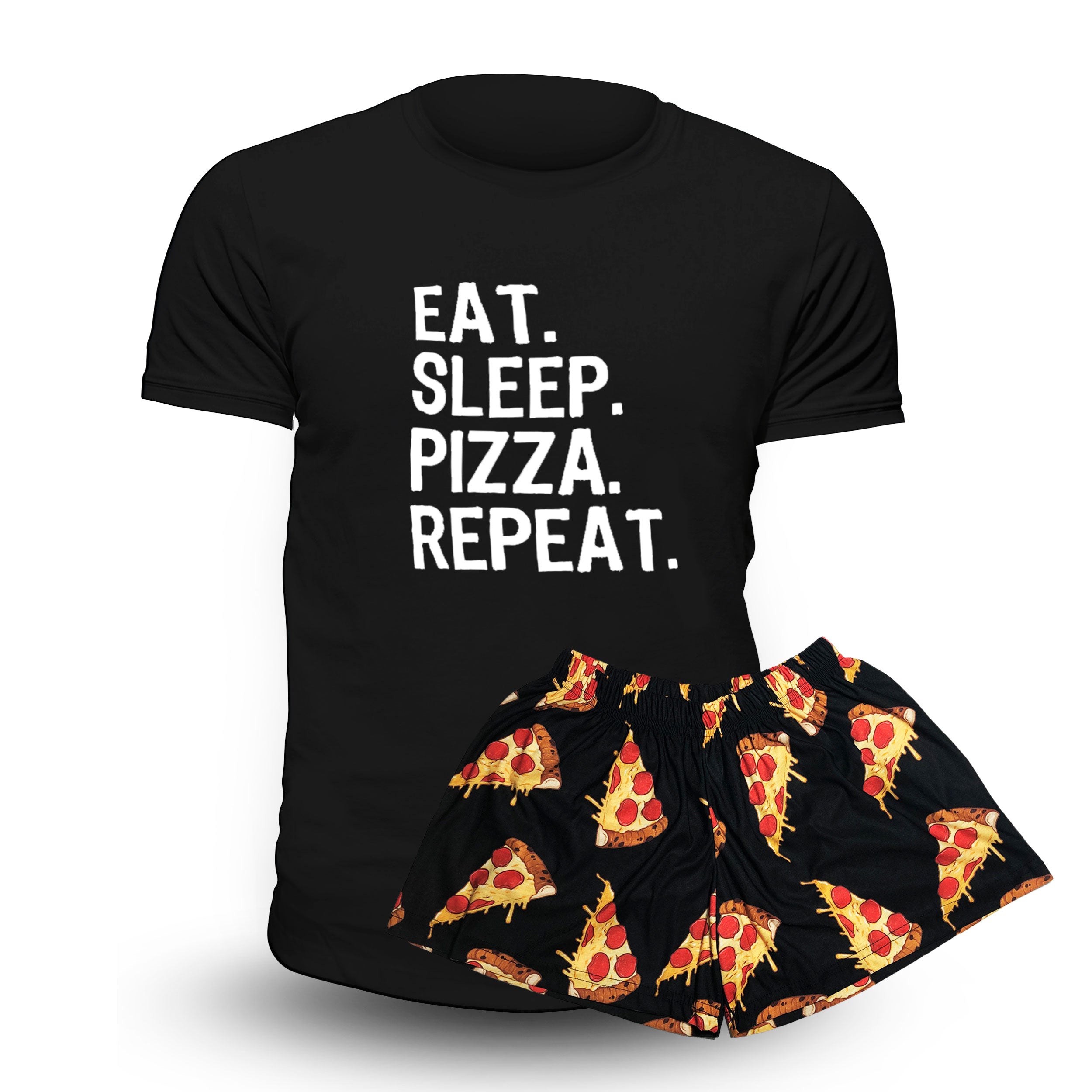 Pijama Corto Pizza Remera Negra Unisex