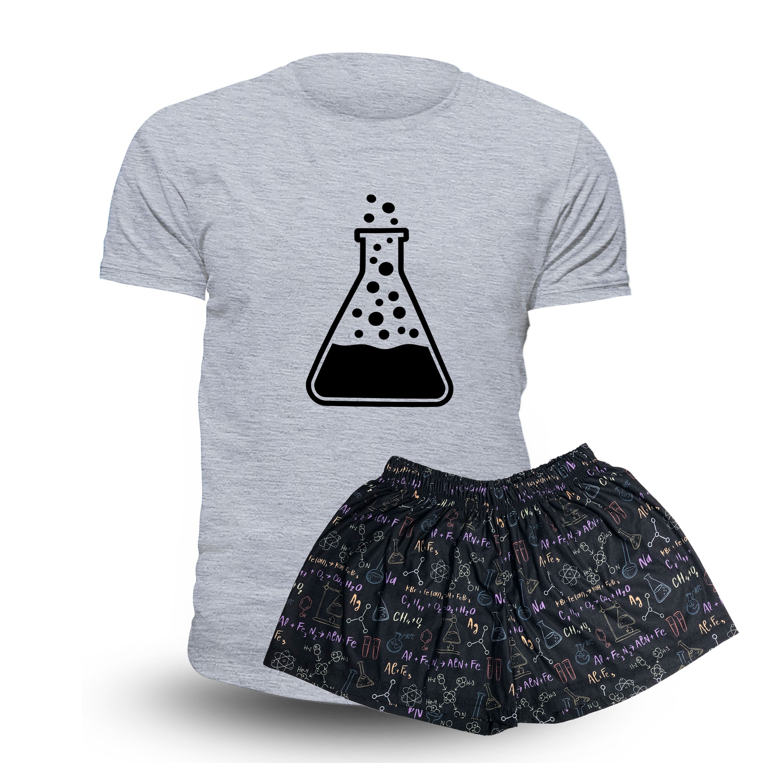 Pijama Corto Quimica Remera Gris Unisex