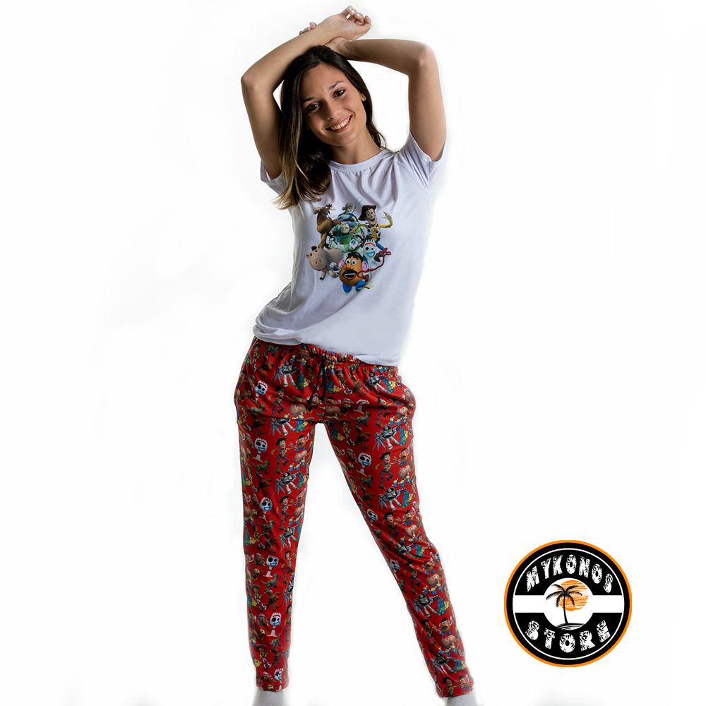 Conjunto Pantalon y Remera Manga Corta Blanca Toy Story